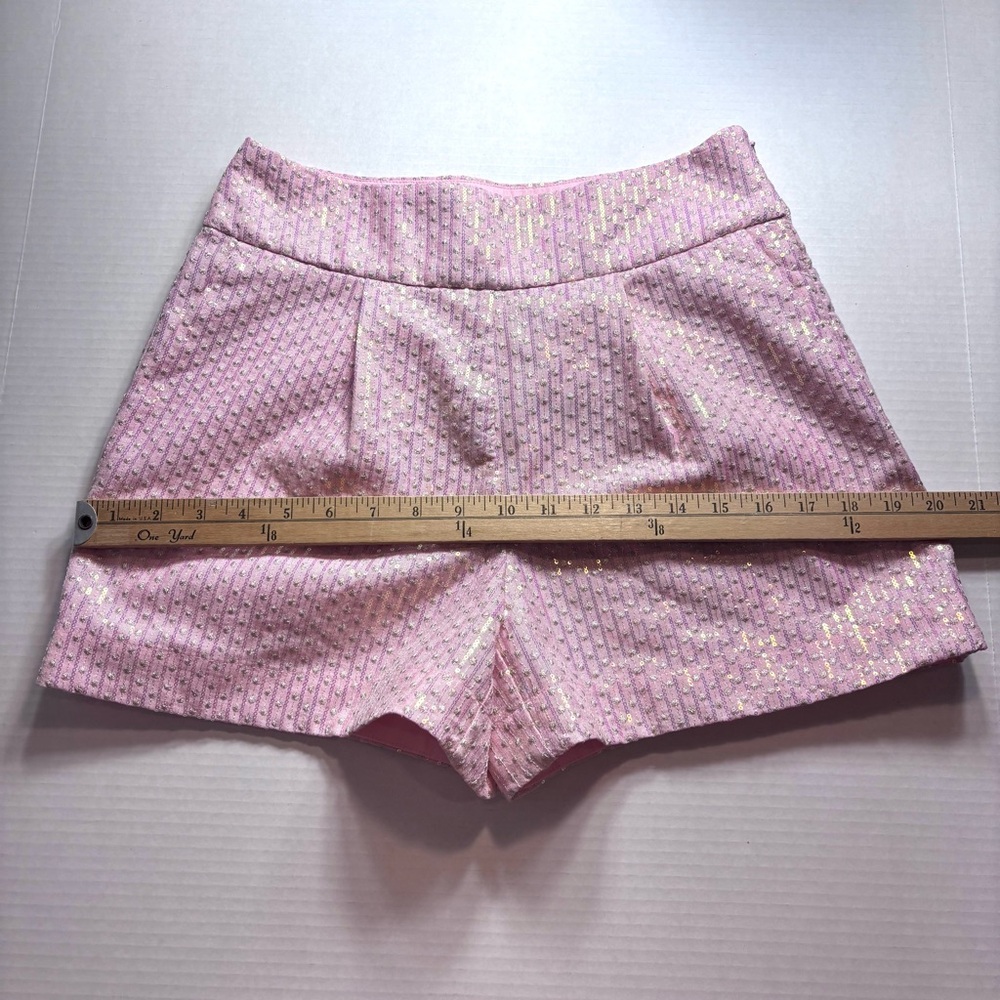 Sequins Embroidered Shorts Pink 3” inseam Pleated Pockets Women’s size 4 NWOT - Picture 6 of 14